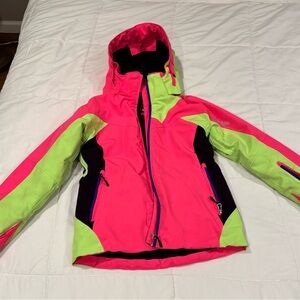 Neon Pink and Lime kids SKI Jacket SIZE 12